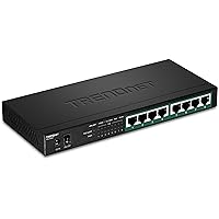 TRENDnet 8-Port Gigabit PoE+ Switch, 65W PoE Power Budget, 16Gbps Switching Capacity, IEEE 802.1p QoS, DSCP Pass-Through Support, Fanless, Wall Mountable, Lifetime Protection, Black, TPE-TG83