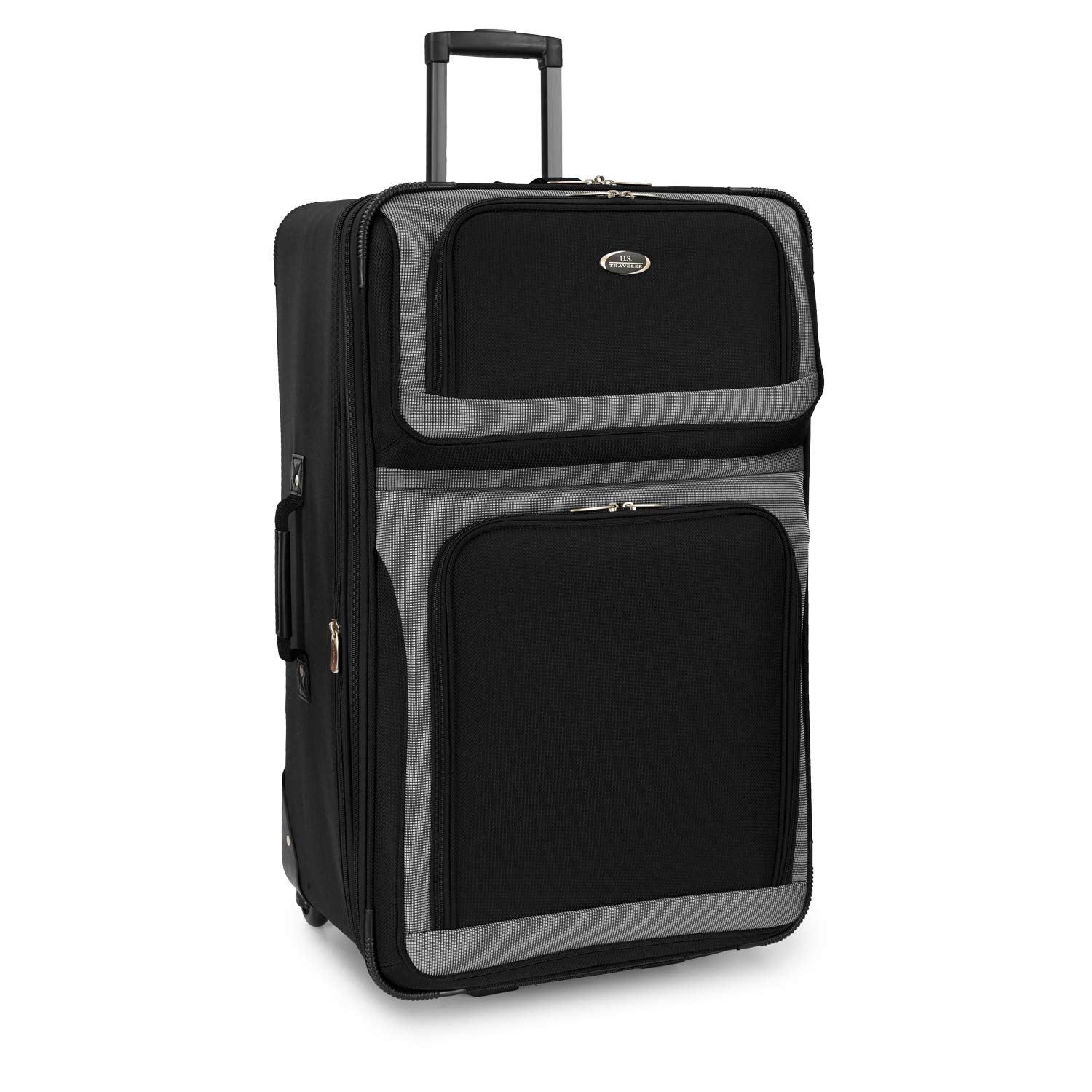 U.S. Traveler New Yorker Lightweight Softside Expandable Travel Rolling Luggage, Black/Grey, 4-Piece Set (15/21/25/29)