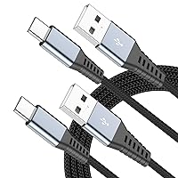 USB Type C Cable, 2 Pack 6FT Long USB A to USB C Charger Cable Nylon Braided Fast Charging Data Sync Cord Compatible with iPhone 15/15 Plus/15 Pro/15 Pro Max, iPad Pro/Air/Mini, Galaxy S23/S22/S21/S20