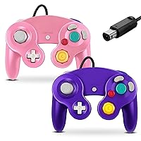 FIOTOK Gamecube Controller, Classic Wired Controller for Wii Nintendo Gamecube (Pink & Purple-2Pack)