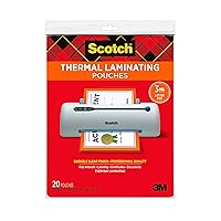 Scotch Matte Thermal Laminating Pouches, Ultra Clear with Matte Finish, Letter Size 8.9 in x 11.4 in, 20-pack