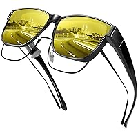 URUMQI Polarized Sunglasses Fit Over Glasses for Men Women, Oversized Square Sun Glasses UV400 Protection Shades