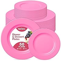 Prestee 50-pc Pink Plastic Plates - 25 Plastic Dinner Plates (10
