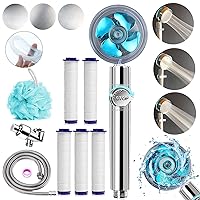 Upgrade Hydro Shower Jet Head High Pressure Hydrojet Shower Head Propeller Driven Vortex Handheld Shower Head Kit with Replacement Accessories, 3 Water Panels for Different Experience