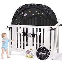 Safety Star Crib Net to Keep Baby in Cute Crib Tent Blackout Protect Baby Vision Pack n Play Tent Pop Up Portable Baby Tent for Travel