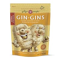 GIN GINS Double Strength Ginger Hard Candy by The Ginger People – Anti-Nausea and Digestion Aid, Individually Wrapped Healthy Candy - Double Strength Ginger Flavor, 3 oz Bags - (Pack of 1)