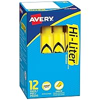 AVERY Hi-Liter Desk-Style Highlighters, Smear Safe Ink, Chisel Tip, 12 Yellow Highlighters (07742)
