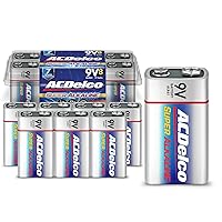 ACDelco 8-Count 9 Volt Batteries, Maximum Power Super Alkaline Battery, 7-Year Shelf Life, Reclosable Packaging