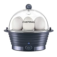 Chefman Electric Egg Cooker Boiler, Rapid Poacher, Food & Vegetable Steamer, Quickly Makes Up To 6, Hard, Medium or Soft Boiled, Poaching/Omelet Tray Included, Ready Signal, BPA-Free, Midnight Blue