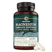 Triple Magnesium Softgels | Citrate, Malate, & Oxide | Highly Absorbable Magnesium Supplement for Digestion, Calm, Leg Cramps, & Sleep Support | 300mg Complex | Easy to Swallow Soft Gels | 60 Count