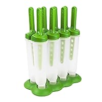 Tovolo Twin Ice Pop Molds, Drip-Guard Handle, 4 Oz Ice Pops, Set of 4 Twin Ice Pop Molds, Popsicle Makers with Reusable Sticks, Mess-Free Frozen Treats, Green