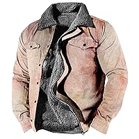 Men's Sherpa Trucker Jacket Big And Tall Full Zip Lapel Sweatshirts Thickened Warm Winter Coats