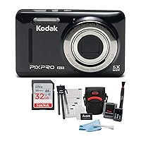Kodak PIXPRO Friendly Zoom FZ53 Digital Camera (Black) with Accessory Bundle and Memory Card (3 Items)