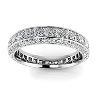 5.07 ct Ladies Princess and Round Cut Diamond Eternity Wedding Band Ring (Color G Clarity SI1) Platinum