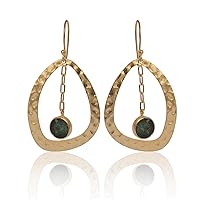 Brass With Gold Plating | Beauteous Strawberry Quartz Gemstone Earring | Dangle Earrring With Chain | Earring For Women., Earring Size - 58 x 35 Approx, Gemstone & Brass, Strawberry Quartz