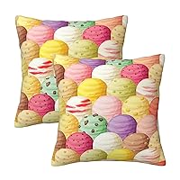 Ice Cream Print Throw Pillows Cover Pillow Case,Soft Couch Style Decor.Durable Reduces Allergies