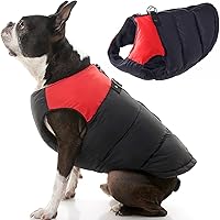 Gooby Padded Vest Dog Jacket - Red, Small - Warm Zip Up Dog Vest Fleece Jacket with Dual D Ring Leash - Winter Water Resistant Small Dog Sweater - Dog Clothes for Small Dogs Boy and Medium Dogs