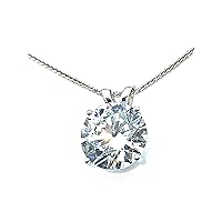 Luxury 18k White Gold Diamond Necklace 1.5 carat Diamond Necklace SOLID GOLD 18k Diamond Necklace for women 8mm Solitaire Jewelry for Valentines Day Gift for Daughter Valentine gift for her Birthday