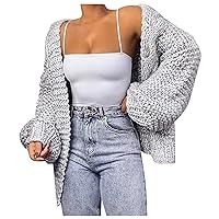 RMXEi fur coats for women Women's Fashion Plus Size Casual Long Sleeve Solid Cardigan Loose Sweater Coat