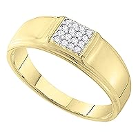 Dazzlingrock Collection 0.10 Carat (ctw) Round White Diamond Mens Square Cluster Wedding Band 1/10 CT, 10K Gold