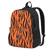 Tiger Stripes Orange Pattern Printed Lightweight Backpack Large Travel Backpack Sport Bag Casual Laptop Backpack
