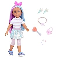 14-inch Fashion Doll – Purple Eyes, Blue & Purple Hair – Pierced Ears & Jewelry – Pastel Outfit & Accessories – 3 Years + – Ciara