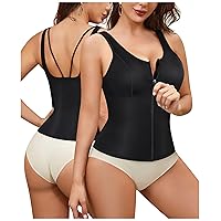 Gotoly Women's Compression Tank Tops Triple Tummy Control Workout Tops Shapewear Camisole Cami Shaper with Zipper Body Shaper
