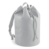 Unisex Grab Handle Shoulder Strap Plain Backpack Adults Draw Strings Backpack Light Grey One Size