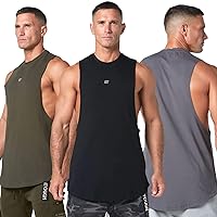 Born Tough Mens Oversized Workout Tank Top & Athletic Cutoff Gym Stringer Tank Top Vest for Training, Bodybuilding & Running