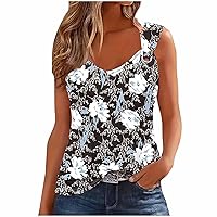 Women's Fashion Print Tank Tops Sleeveless Cami Cute Trendy Tunic Shirts 2024 Stylish Summer Beach Casual Blouse for Women