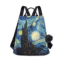 ALAZA Starry Night Sky Van Gogh Backpack Purse for Women Anti Theft Fashion Back Pack Shoulder Bag