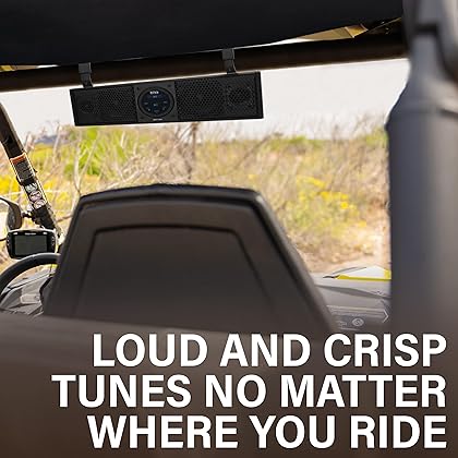 BOSS Audio Systems BRT18A ATV UTV Sound Bar System - 18 Inches Wide, IPX5 Rated Weatherproof, Bluetooth, USB, Amplified, 4-inch Speakers, 1 Inch Tweeters, Easy Installation for 12 Volt Vehicles, Black