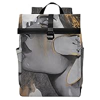 ALAZA African American Woman Art Painting Large Laptop Backpack Purse for Women Men Waterproof Anti Theft Roll Top Backpack, 13-17.3 inch