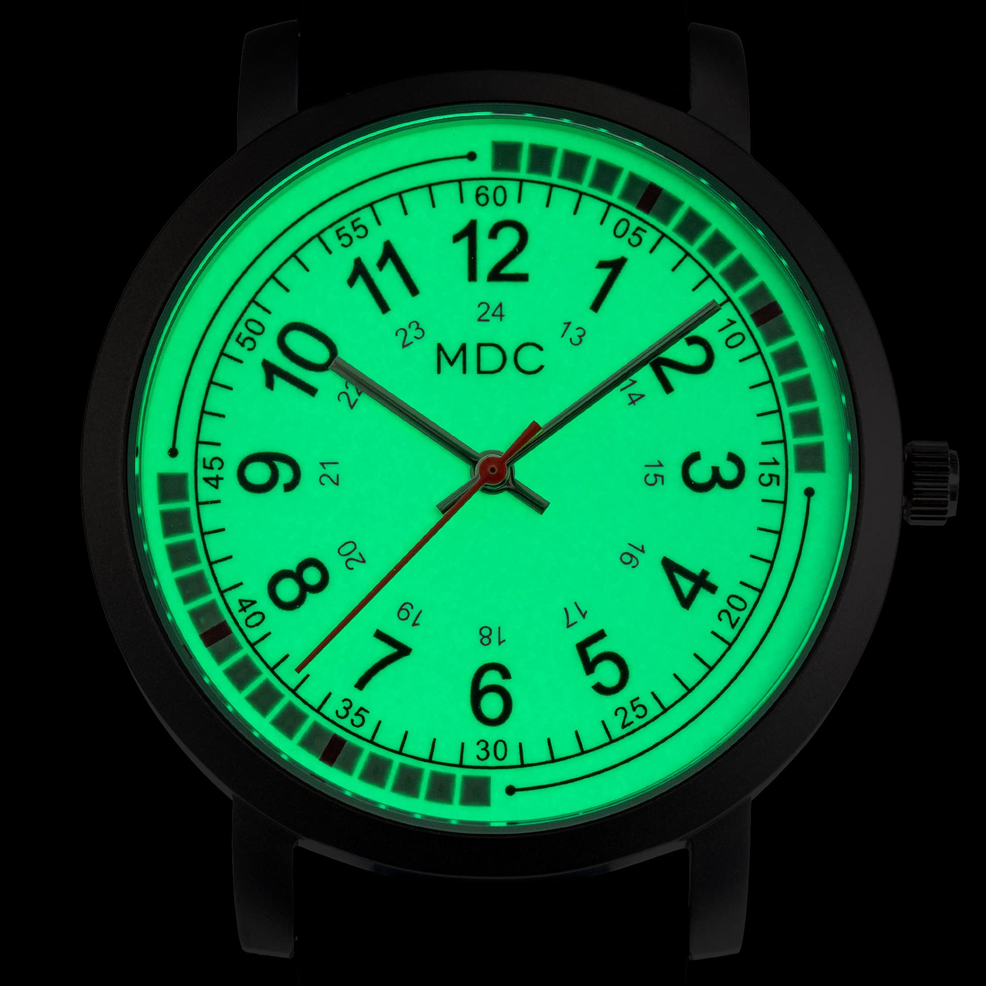 MDC Glow in The Dark Nurse Watches for Women, Nursing Watch with 15 Second Intervals Quadrant Pulse Ring, 5ATM Waterproof Analog Wristwatch, Silicone Band