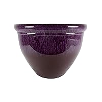 The HC Companies 9 Inch Pizzazz Decorative Round Planter - Lightweight Premium Resin Plant Pot with a Ceramic Look for Indoor Outdoor Use, Purple Violet