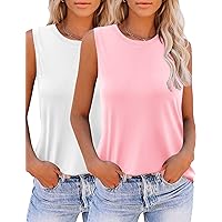Zeagoo Womens 2024 Tank Tops 2 Pack Casual Crewneck Sleeveless T Shirts Loose Fit Summer Tunic Blouse