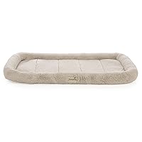 Quilted Crate Bolstered Mat Dog Bed, Ideal for Crates - Beige, Large