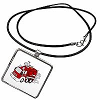 3dRose Image of Cartoon Fire Truck - Necklace With Pendant (ncl-371713)