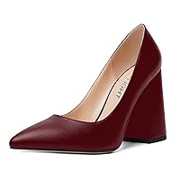 Womens Slip On Block Suede Evening Dress Pointed Toe Chunky High Heel Pumps Shoes 4 Inch