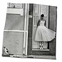 3dRose Black and White Ballerina in The District Pelourinho - Towels (twl-216061-3)