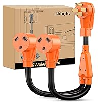 Nilight 50 Amp to 30 Amp RV Y Splitter Adapter Cord 50A Male Plug to Two 30A Female Outlet NEMA 14-50P TT-30R Pure Copper STW 10 AWG Heavy Duty Cable for RV Camper Generator, 2 Years Warranty