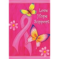 Toland Home Garden 112668 Love Hope Support Breast Cancer Flag 12x18 Inch Double Sided Breast Cancer Garden Flag for Outdoor House Butterfly Flag Yard Decoration