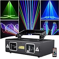 Animation Laser Light DJ Light, WorldLite Stage Party Lazer Light 3D RGB Full Color with DMX512, Music Sound & Remote Control, Great for Wedding Party Disco Lights Bar Club Stage DJ Lighting