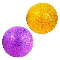 Entervending Stress Ball - Squishy Ball Set of 2 - Random Colors Confetti Squeeze Balls - 2.75 Inch Gel Stress Balls for Kids - Stress Relief Toys - Anti Stress Ball Pack - Fidget Squishy Ball