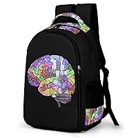 The Rainbow Brain Travel Backpack Double Layers Laptop Backpack Durable Daypack for Men Women