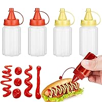 4 Pieces Mini Condiment Bottles, 30ml Samll Ketchup and Mustard Bottle, Tiny Condiment Squeeze Bottles for Lunch Box Accessories, Plastic Salad Dressing Oil Dispenser Containers