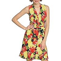 Tommy Hilfiger Women's Fit and Flare Skirt Sleeveless Dress, Sky Captain Multi