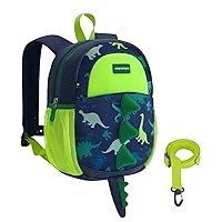 mommore Toddler Backpack, Kids Backpack with Leash, Dinosaur Backpack for Boys 2-4, Cute 3D Cartoon Preschool Kindergarten Backpacks, Green