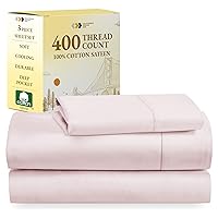 California Design Den Softest 100% Cotton Sheets, Twin Sheets Set, 3 Pc, 400 Thread Count Sateen, Dorm Rooms & Adults, Deep Pocket Sheets, Cooling Sheets, Twin Bed Sheets (Pink)