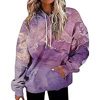 Hoodies for Women, Graphic Sweatshirts Womens Hooded Sweatshirt Women's Oversized Sweatshirt Crew Neck Long Sleeve Casual Slit Sloucthy Pullover Top Fall Clothes Hoodies Womens (Light Purple,3XL)